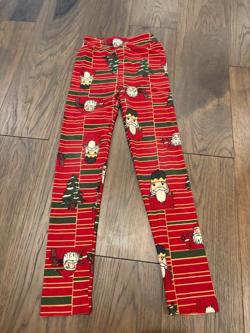LuLaRoe Holiday Striped Santa Nutcracker Kids Leggings XL